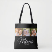 Tote Bag Maman a fondé 3 Script Photo Noir (Devant)