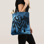 Tote Bag Maman aigle audacieux sur grande bandoulière bleu (De près)