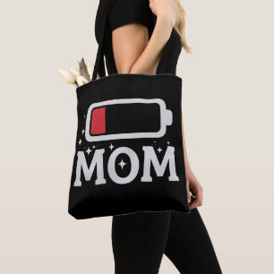 Tote Bag Maman Batterie Faible Épuisée Drôle Fête des Mères