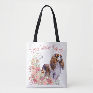 Tote Bag Maman Cavalier King Charles Spaniel Floral