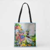 Tote Bag Maman chat et bébé chat visitent des canards des a (Devant)