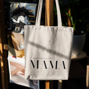 Tote Bag Maman   Chic Boho Lettering & Floral