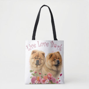 Tote Bag Maman Chien Chow Chow Floral