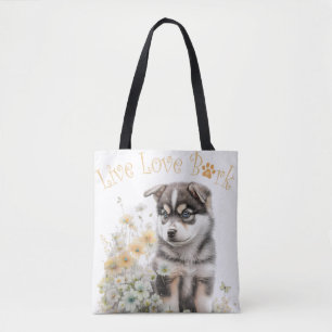 Tote Bag Maman Chien Malamute d'Alaska Floral