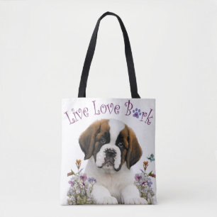 Tote Bag Maman Chien St-Bernard Floral