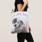 Tote Bag Maman Dalmatien Fleurie (De près)