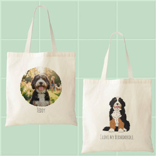 Tote Bag Maman de Bernedoodle personnalisée avec photo