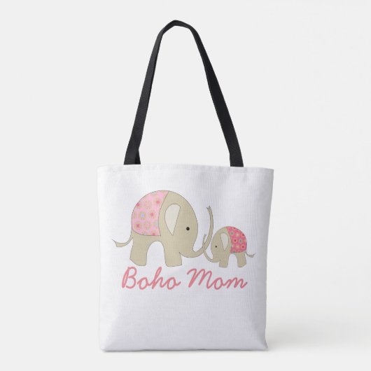 Tote Bag Maman de Boho, Eléphant rose (Dos)