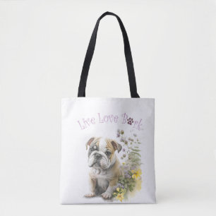 Tote Bag Maman de bouledogue aux fleurs