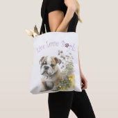 Tote Bag Maman de bouledogue aux fleurs (De près)