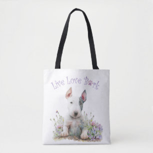 Tote Bag Maman de Bull Terrier Fleurie