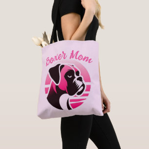 Tote Bag Maman de chien de boxe en rose