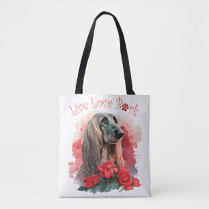 Tote Bag Maman de chien de chien afghan floral