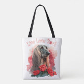 Tote Bag Maman de chien de chien afghan floral (Dos)