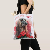 Tote Bag Maman de chien de chien afghan floral (De près)