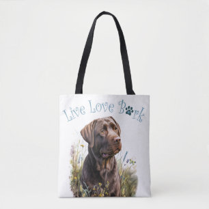 Tote Bag Maman de Chien Lab au Chocolat Floral