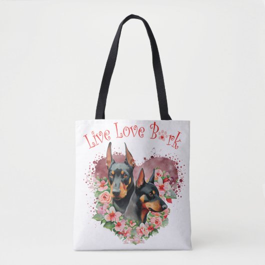 Tote Bag Maman de Doberman Fleurie (Devant)