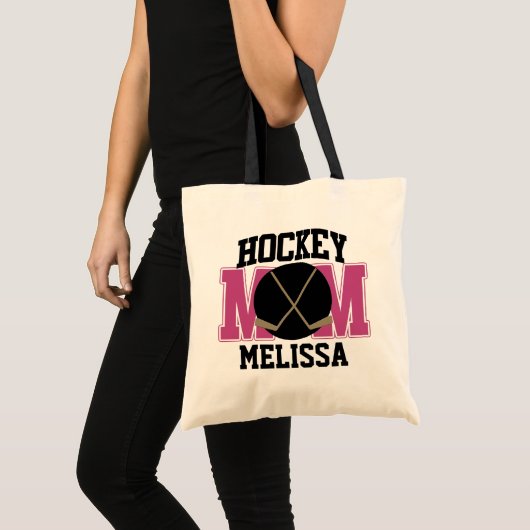 Tote Bag Maman de hockey personnalisée (PINK) (Devant (produit))