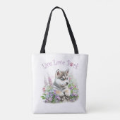 Tote Bag Maman de Husky aux fleurs (Dos)
