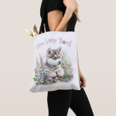 Tote Bag Maman de Husky aux fleurs (De près)