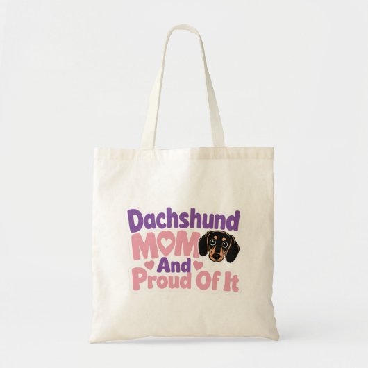 Tote Bag Maman de teckel et fière de l'être (Devant)