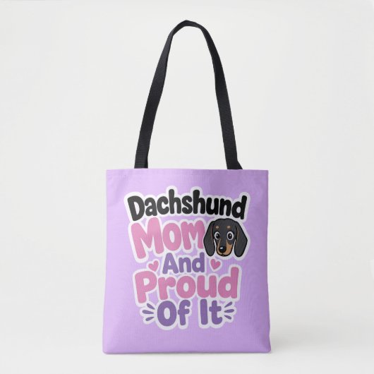 Tote Bag Maman de teckel et fière de l'être (Devant)