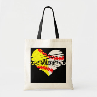 Tote Bag Maman Des Deux Maman Heart Ball Baseball Softball 