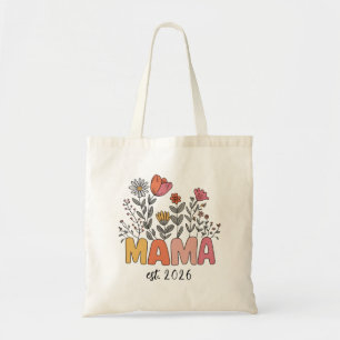 Tote Bag Maman Est 2026 Grossesse Florale Personnalisée