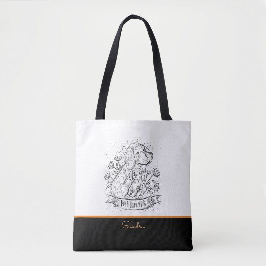 Tote Bag Maman et bébé chien (Devant)