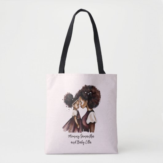 Tote Bag Maman et fille noire personnalisée (5) (Devant)