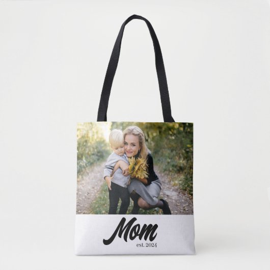 Tote Bag Maman Etabli Script photo blanche (Devant)