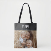 Tote Bag Maman Etabli Script Photo Noire (Devant)