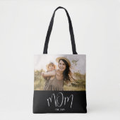 Tote Bag Maman Etabli Script Photo Noire (Devant)