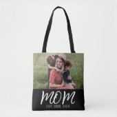 Tote Bag Maman Etabli Script Photo Noire (Devant)