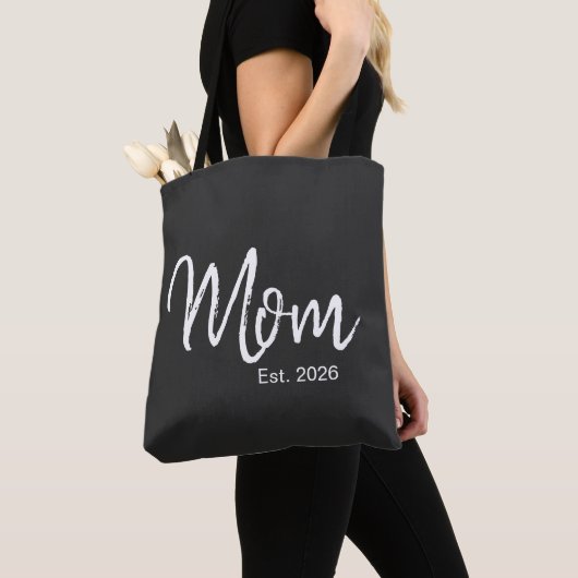 Tote Bag Maman établie en écriture blanche (De près)