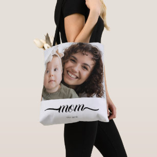 Tote Bag Maman Établie Photo Personnalisée Année Élégante