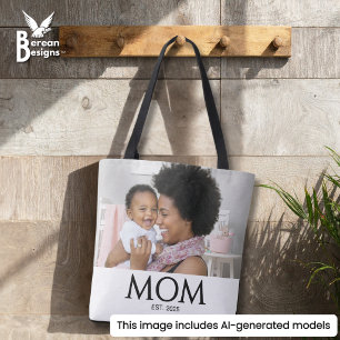 Tote Bag Maman Établit Photo Blanche Casquettes Classiques