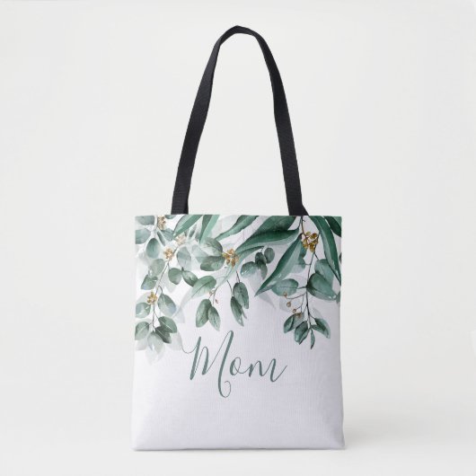 Tote Bag Maman Eucalyptus Folithe Moderne Aquarelle (Devant)
