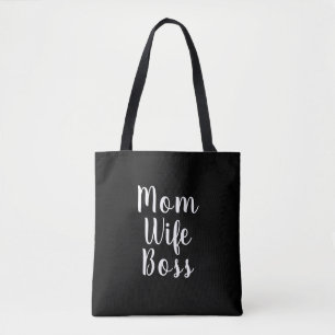 Tote Bag Maman femme patron noir script personnalisé mignon