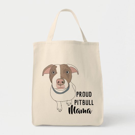 Tote Bag Maman fière Fourre-tout de Pitbull (blanc/Tan) (Devant)