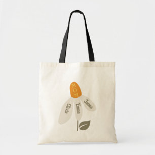 Tote Bag Maman Fleur Rétro, Noms d'enfants, Pétales Personn