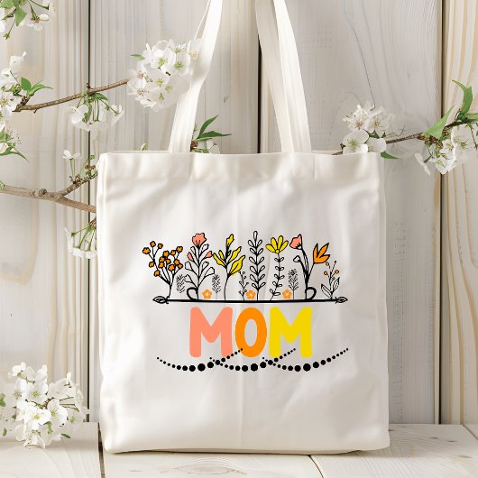Tote Bag Maman Fleurs botaniques florales modernes tendance