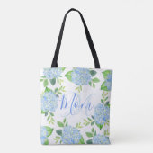 Tote Bag Maman Floral Bleu Hydrangée Aquarelle moderne (Dos)