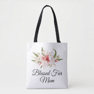 Tote Bag Maman Fur à l'eau bénite avec motif floral aquarel