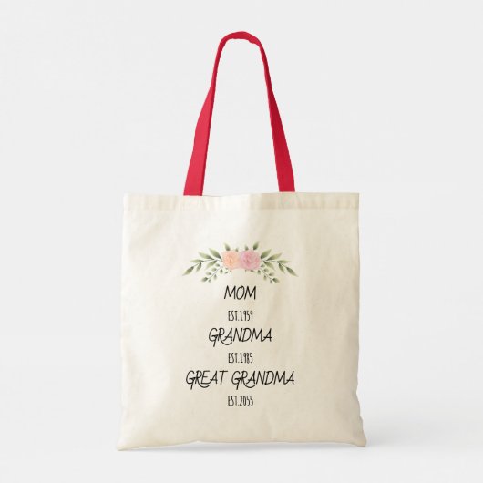 Tote Bag Maman, grand-mère, grand-mère Dates de famille per (Dos)