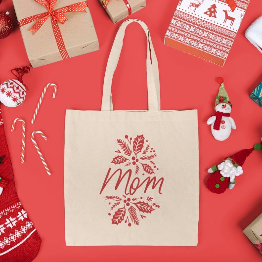 Tote Bag Maman Holly Berry Red Holiday