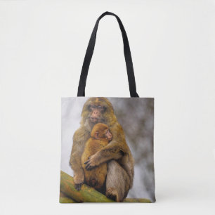 Tote Bag Maman macaque barbare et bébé