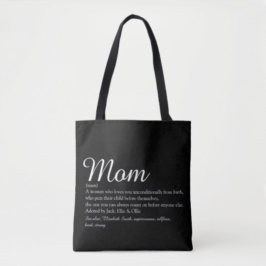 Tote Bag Maman, maman, maman, maman Script de définition me (Devant)