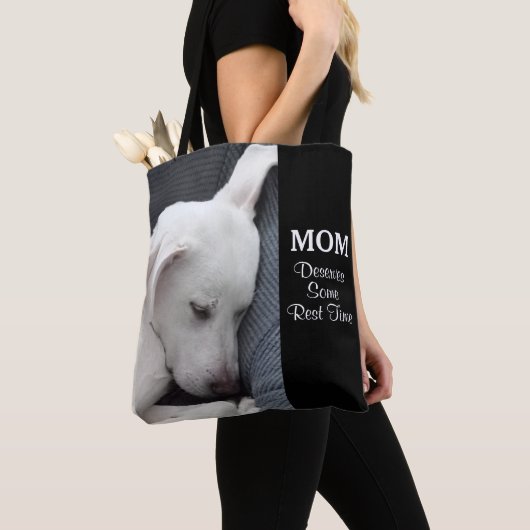 Tote Bag Maman Mérite Un Peu De Repos Mignonne Chien Chien (De près)