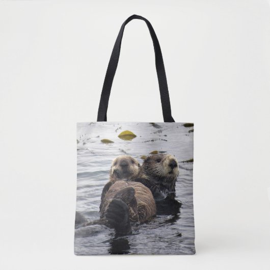 Tote Bag Maman mignonne et Loutres de Mer de Pup (Devant)